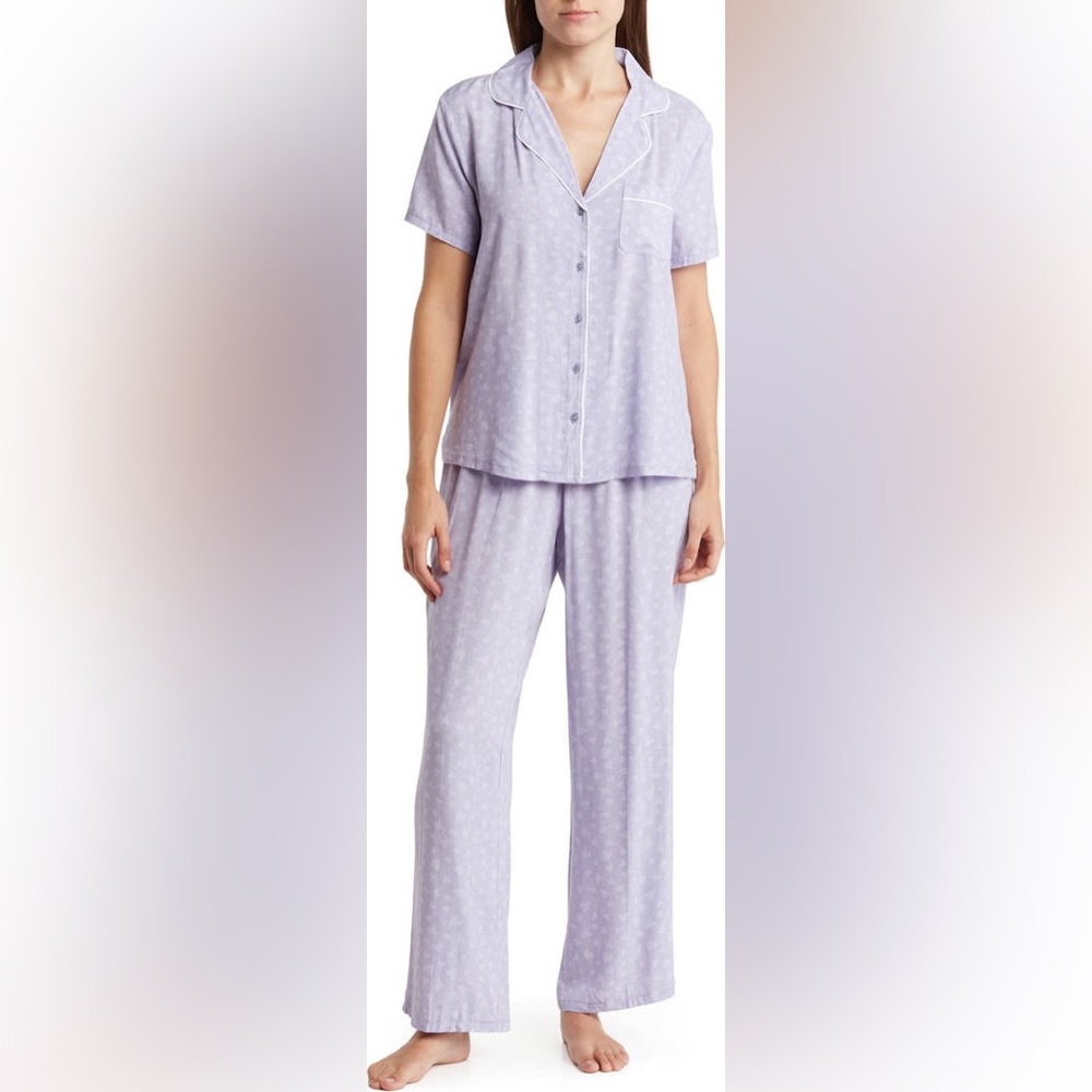 SPLENDID Women's Two-Piece Pajama Set in Floral Lilac - Size Small
